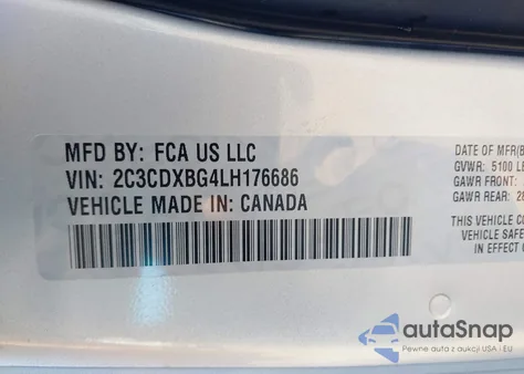 2020 Dodge Charger Sxt Rwd z USA, uszkodzony, nr VIN 2C3CDXBG4LH176686